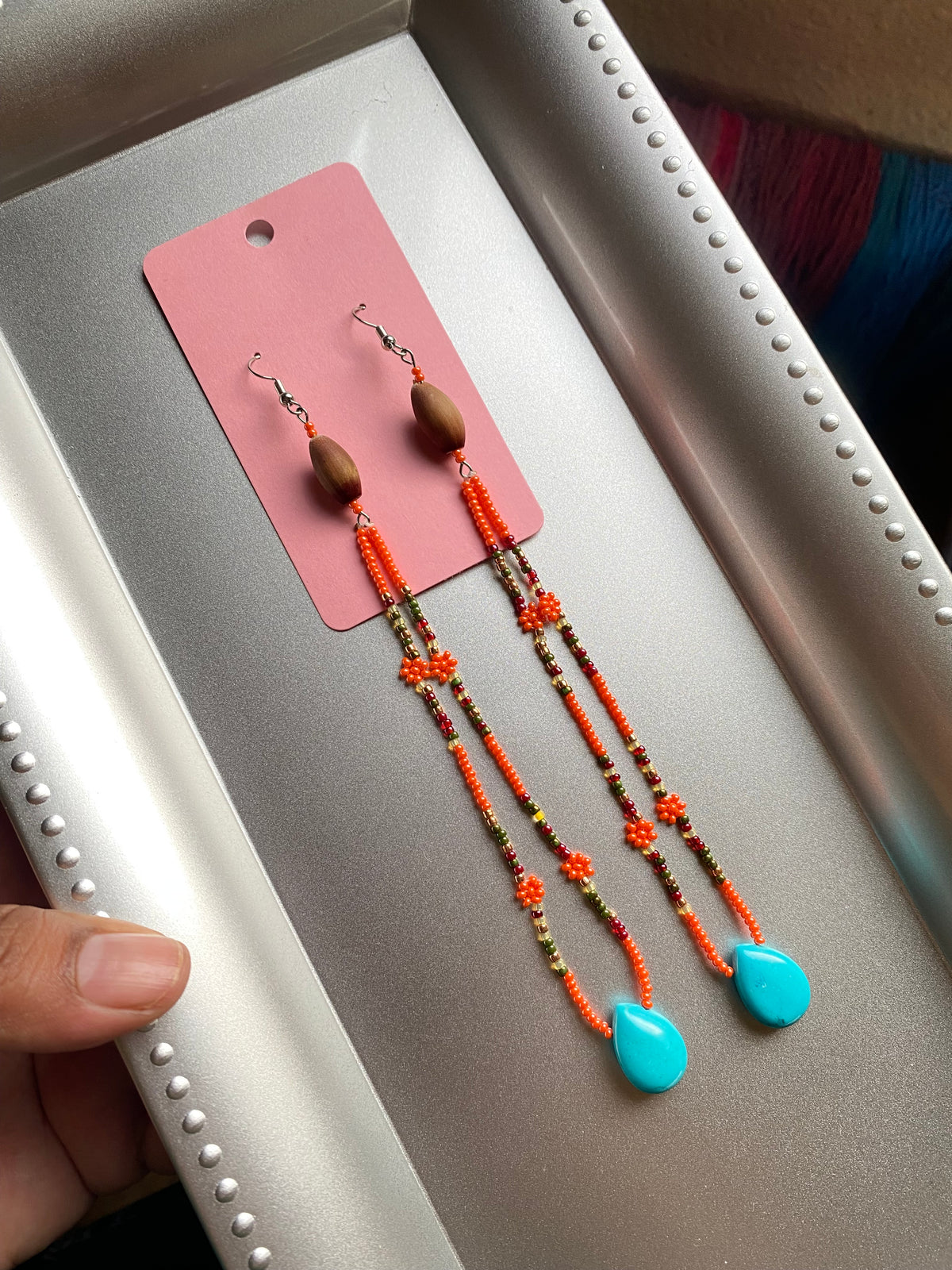 Cranberry Acorn Dangles by BIR