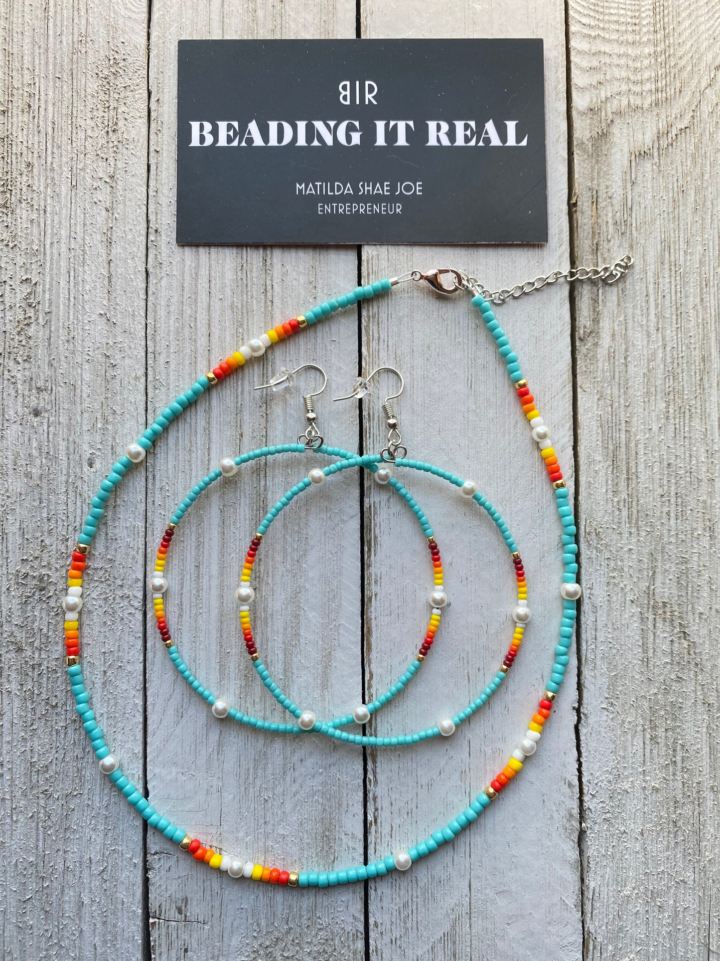 Turquoise Pearl Choker Set by Beading It Real