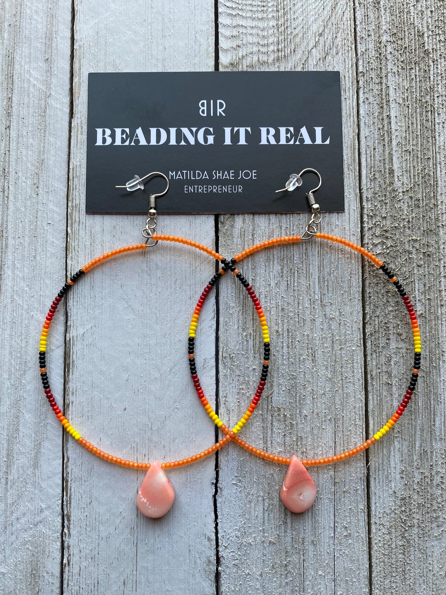 Peachy Fire Hoops by Beading It Real