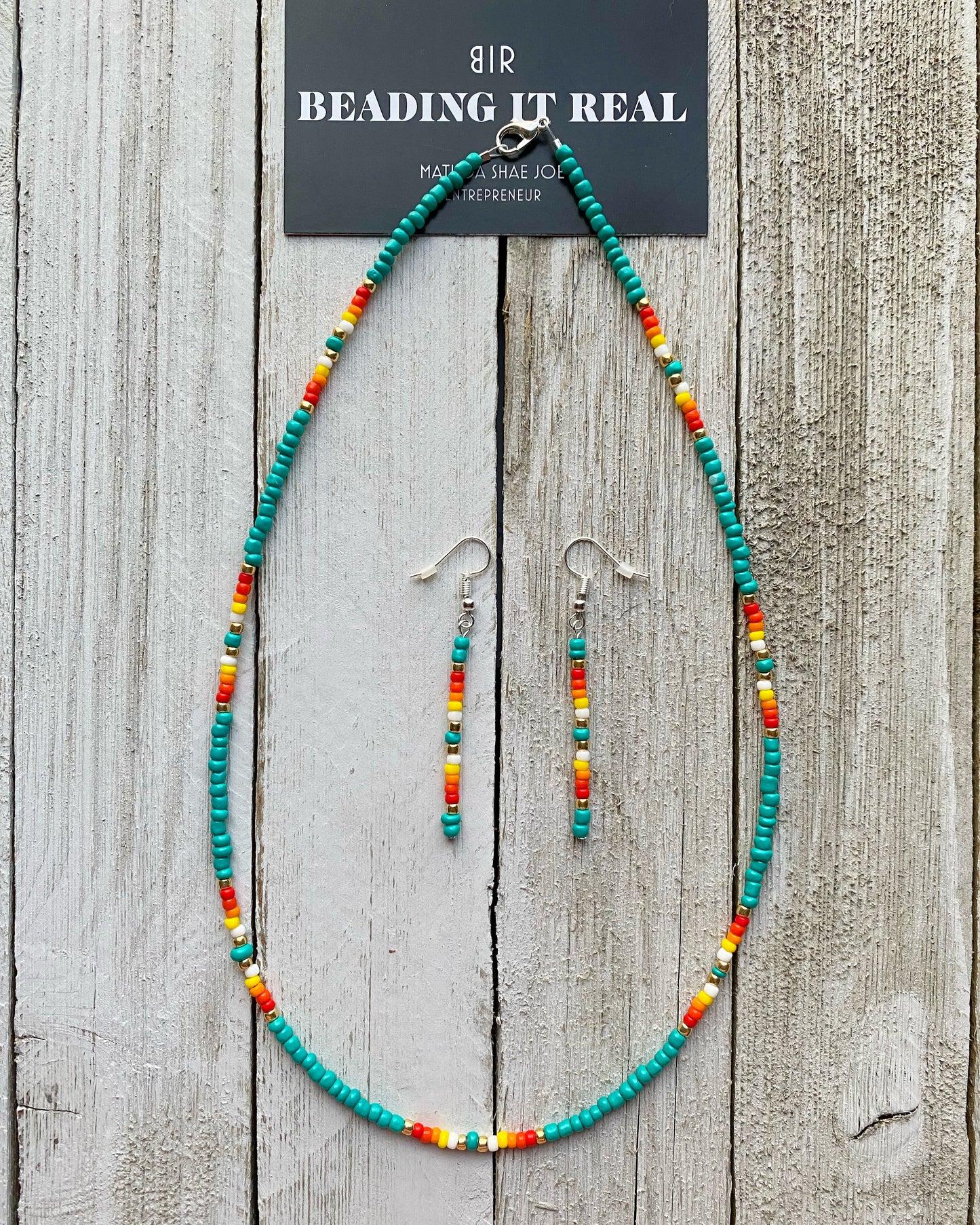 Teal Necklace Set by Beading It Real