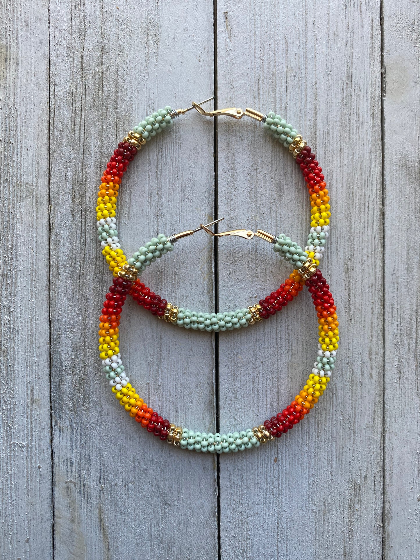 Sage Green Iconic Hoops by Beading It Real