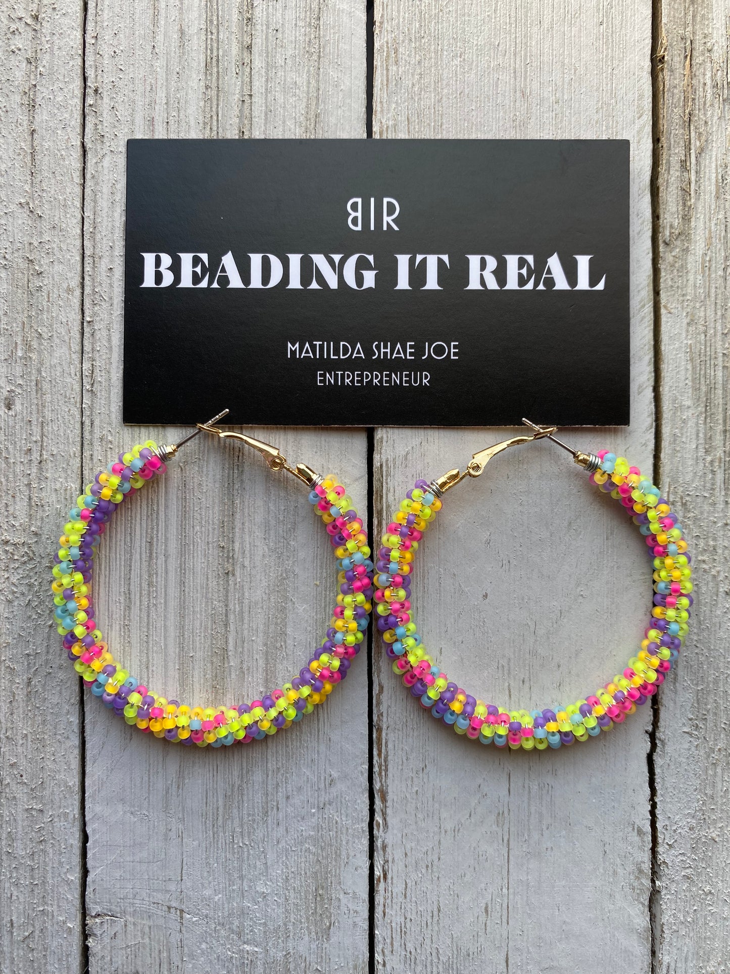 Neon Gem Corn Hoops by Beading It Real