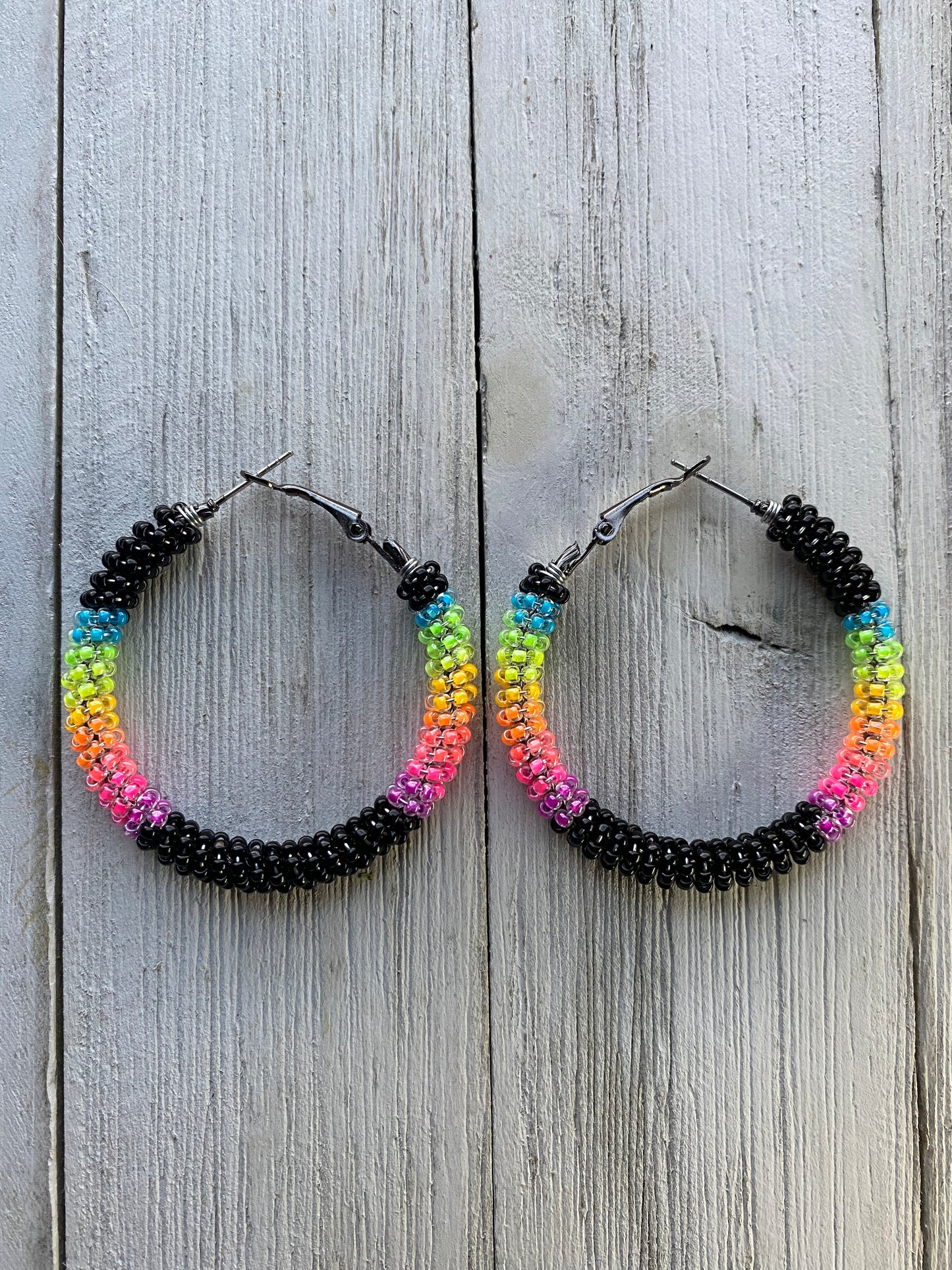 Neon Darkness Hoops by Beading It Real