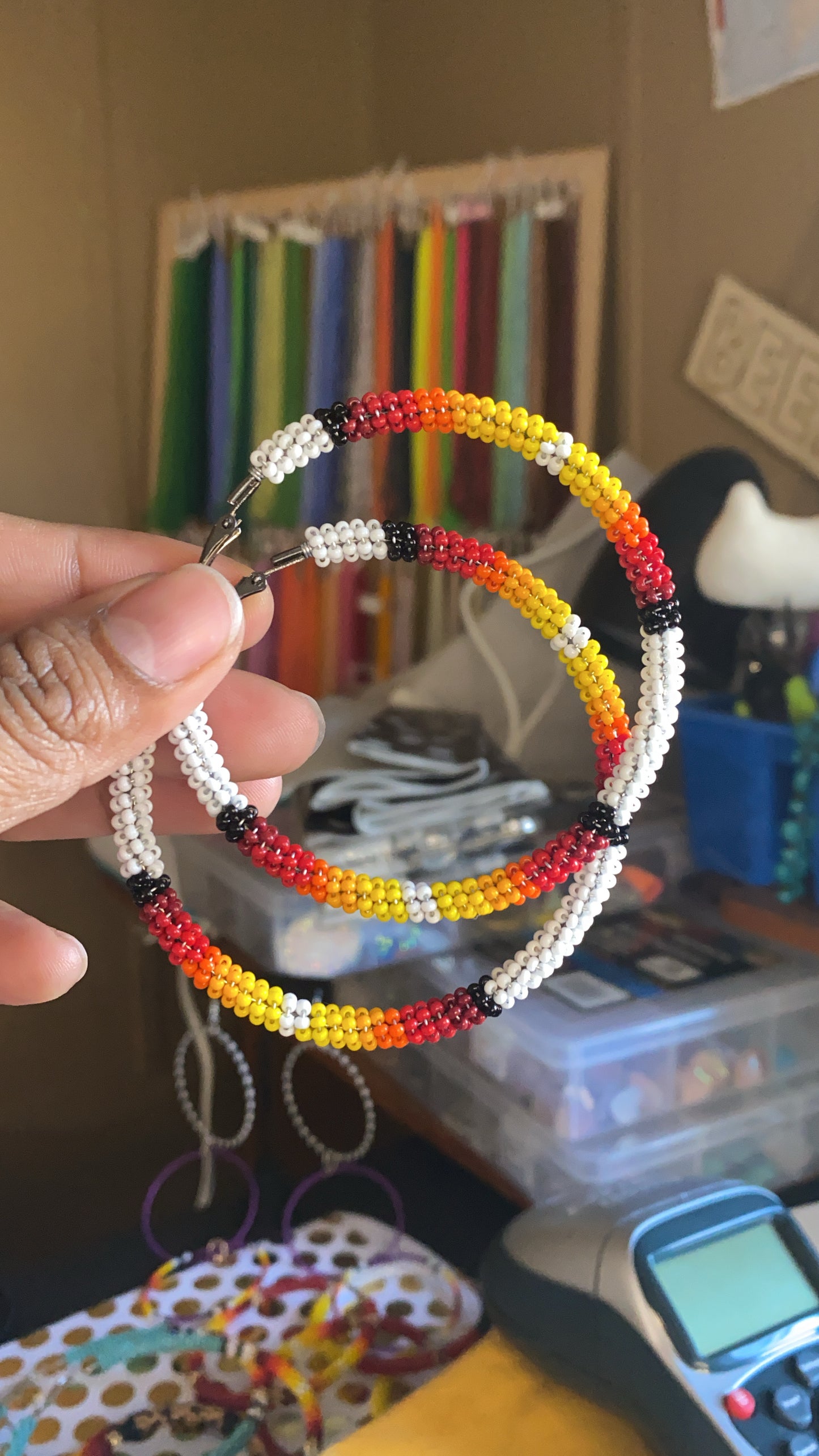 White Iconic Fire Hoops by Beading It Real