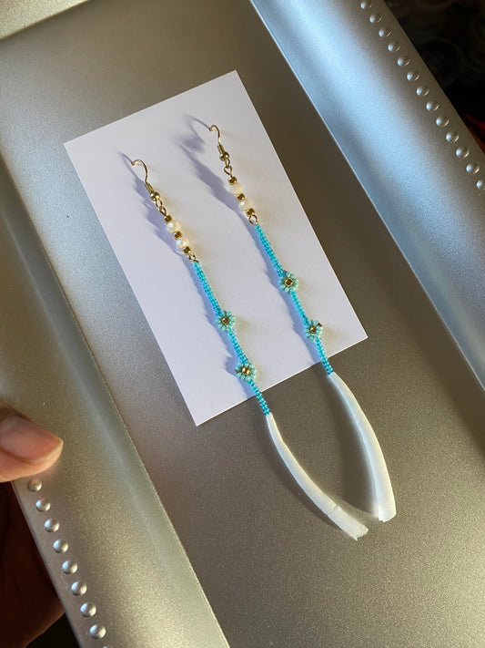 2 Turquoise Floral and Dentalium by BIR