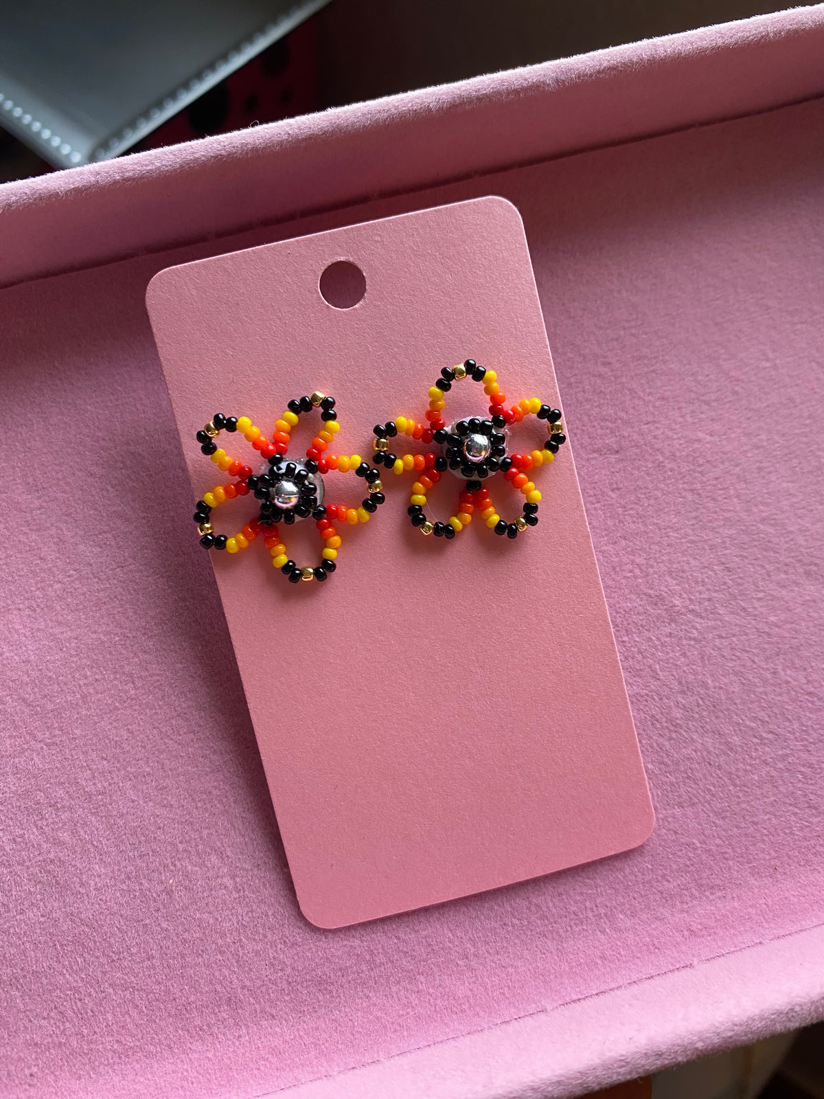 Black Floral Studs by BIR