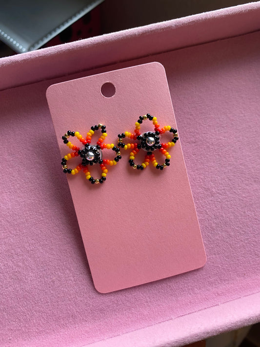 Black Floral Studs by BIR
