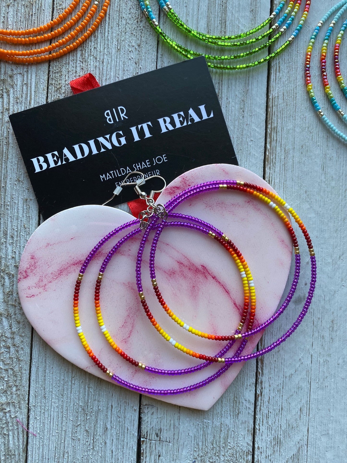 Bright Purple Double Hoops by Beading It Real
