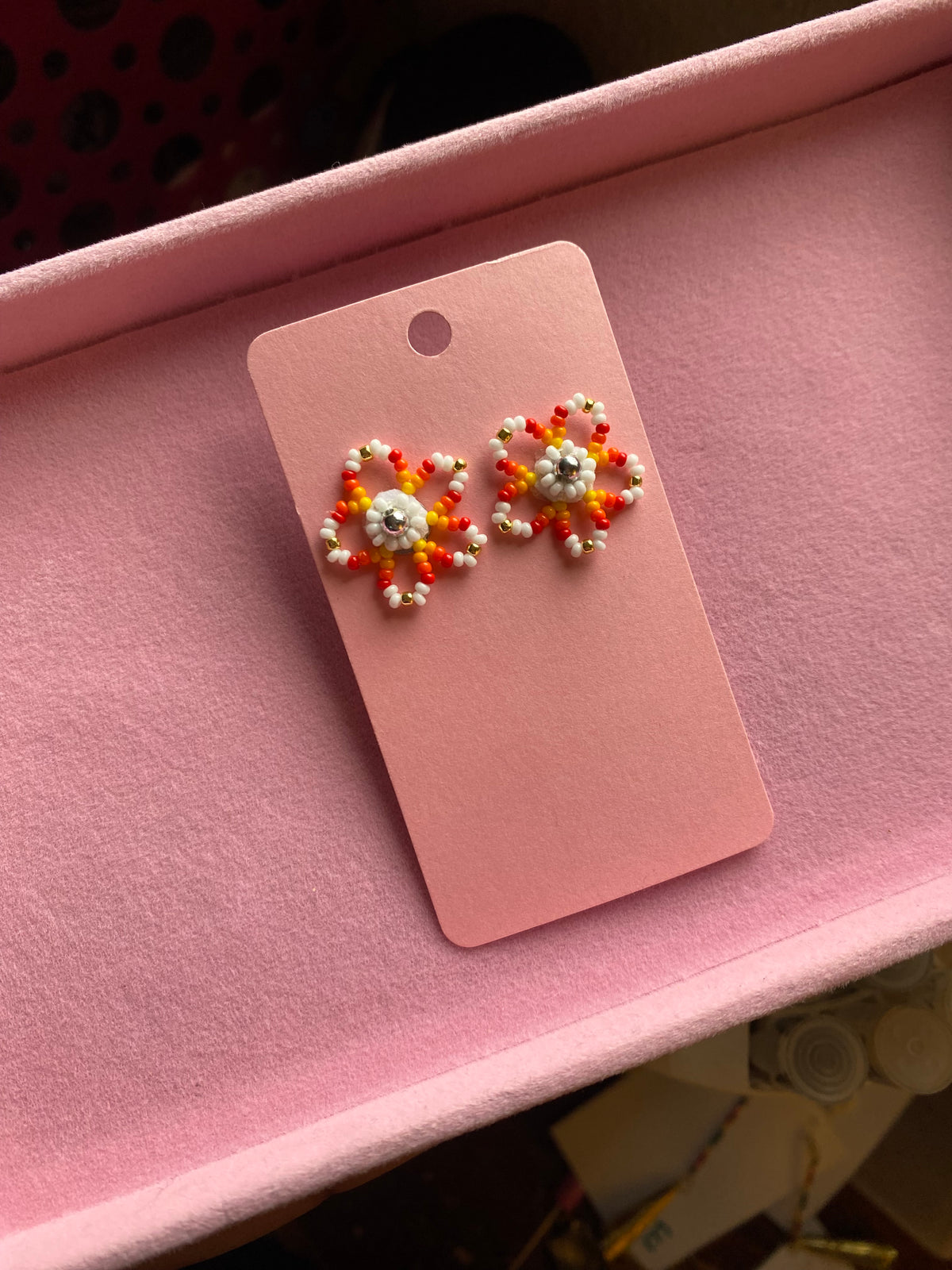White Floral Studs by BIR