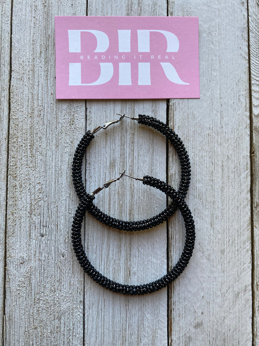 Black Iconic Hoops by Beading It Real