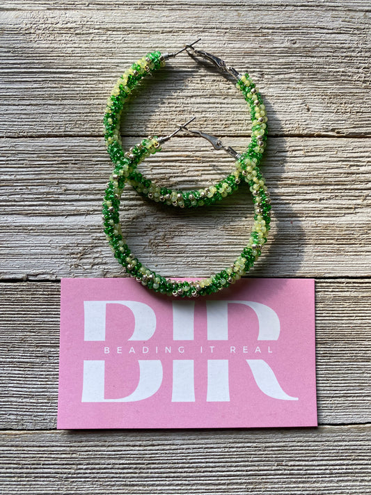 Green Flow Hoops by Beading It Real