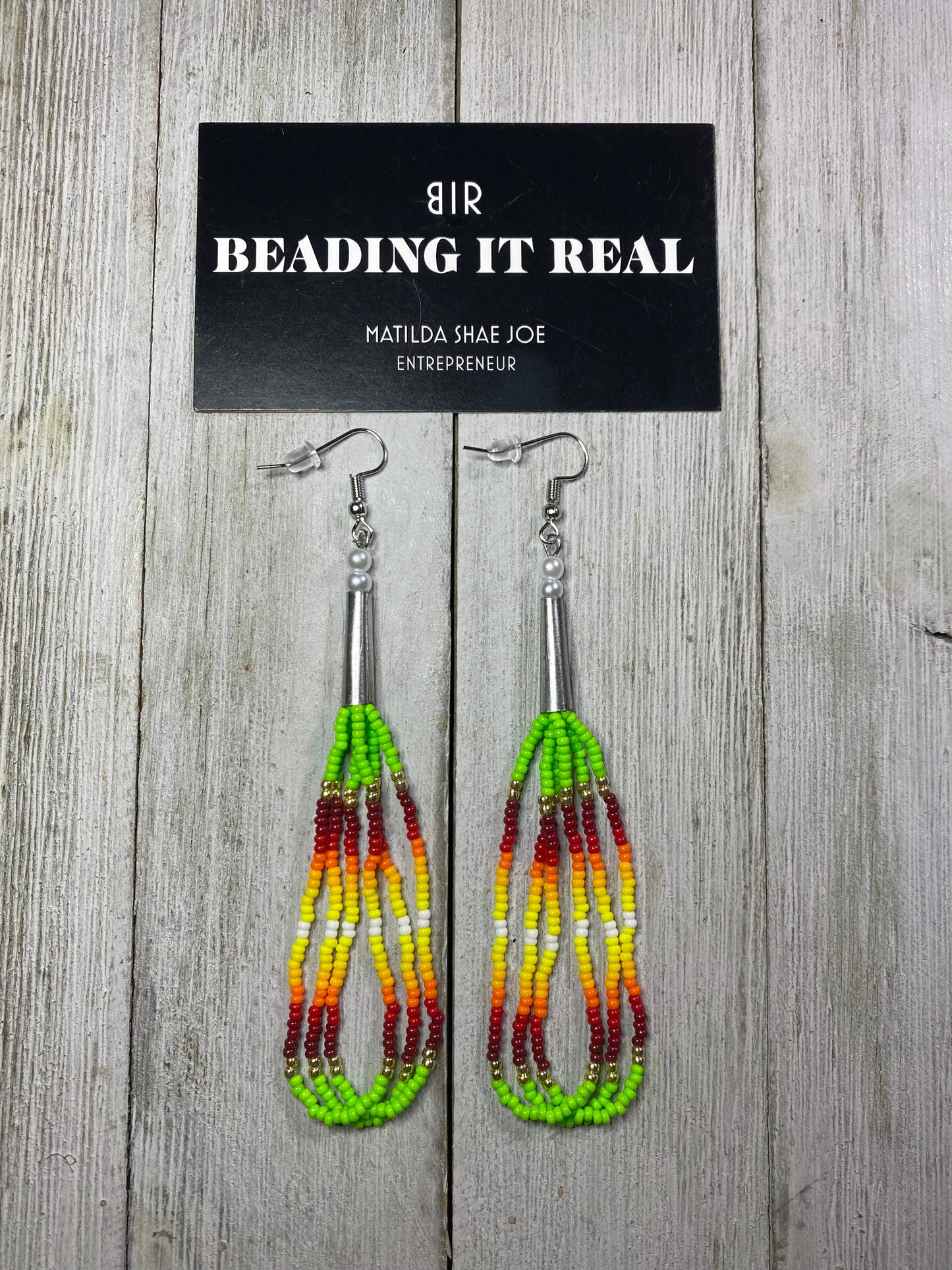 Lime Green Sunset Dangles by Beading It Real