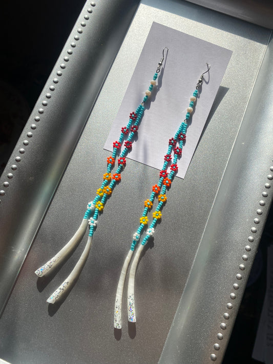 Hot Turquoise Dentalium Shells by BIR