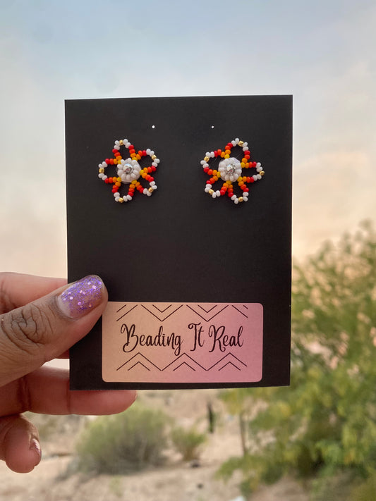 White Flower Studs by Beading It Real