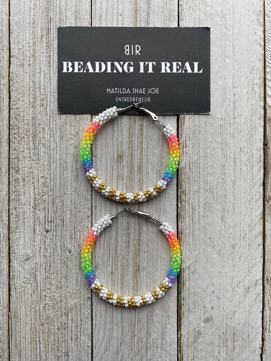 Neon Gold Hoops by Beading It Real