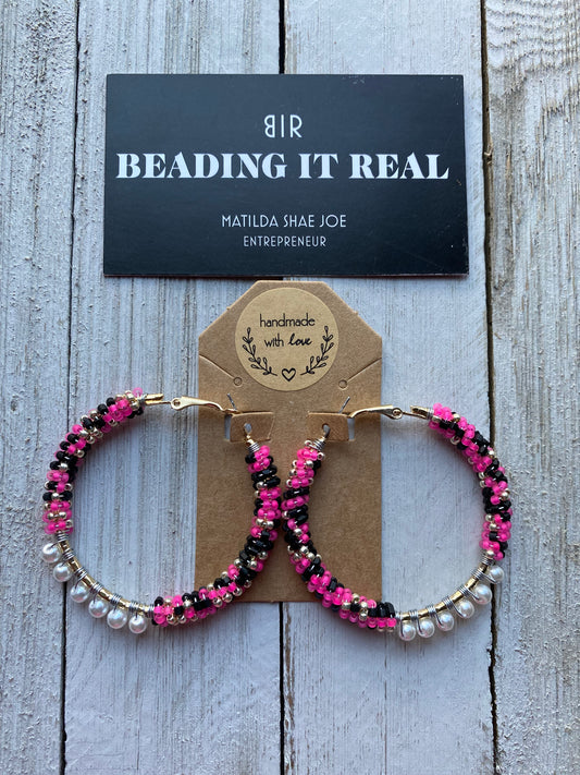 Hot Pink Gem Corn Hoops by Beading It Real