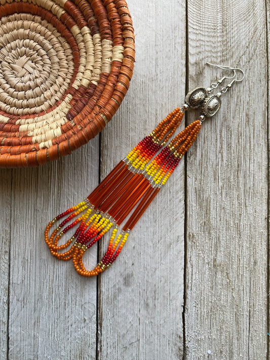 RTS-Burnt Orange Dangles by Beading It Real