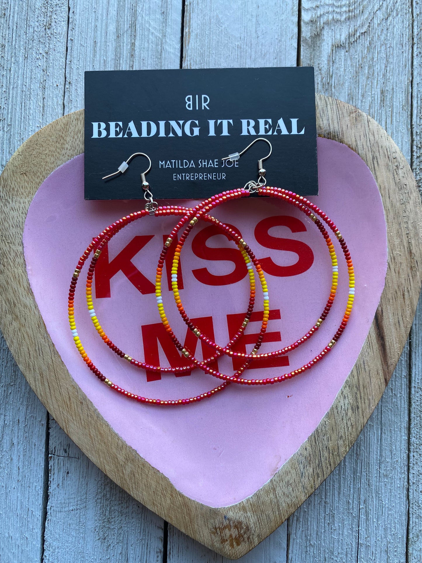 Lust Red Double Hoops by Beading It Real