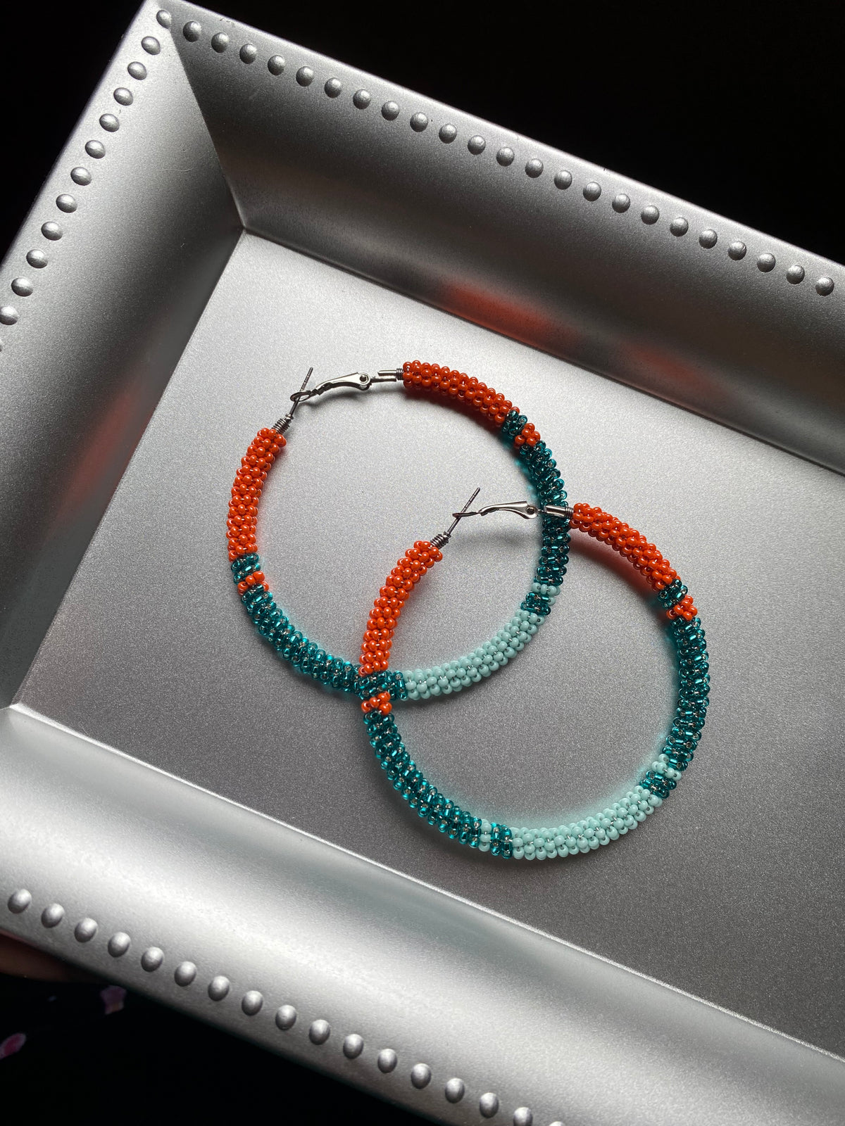 Pumpkin Teal XL Hoops by BIR