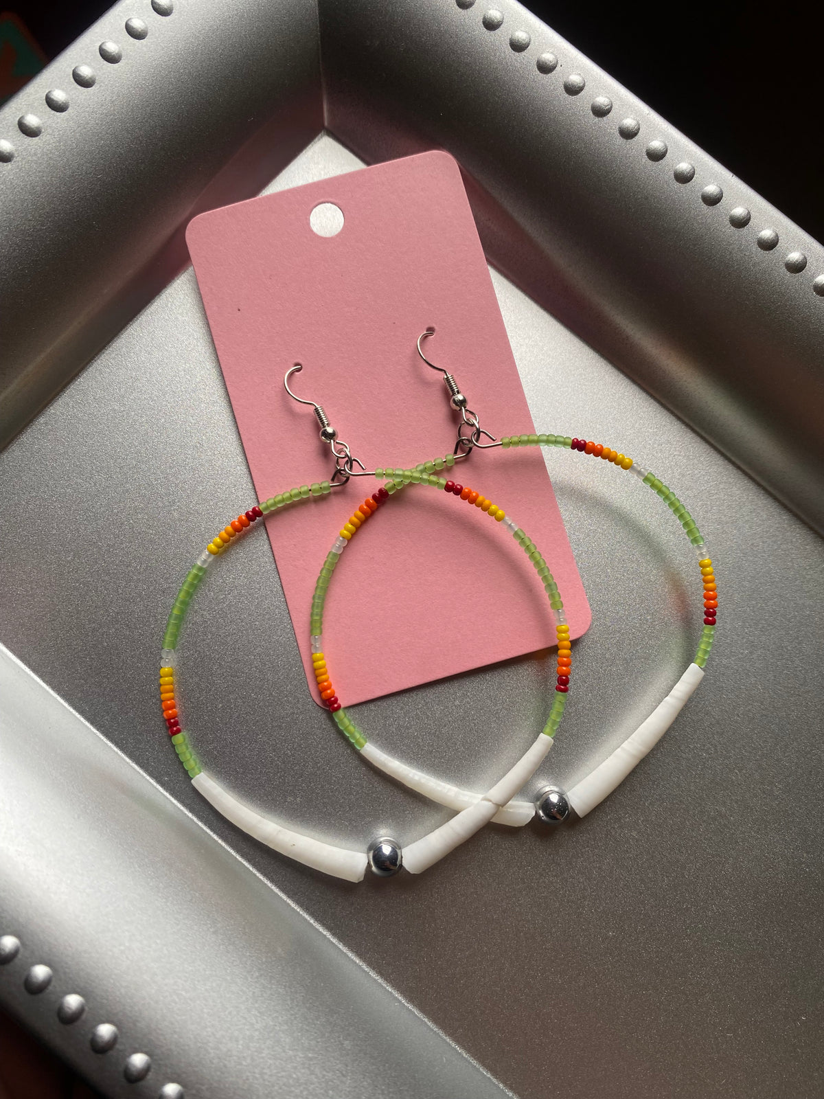 Green Dentalium Single Hoops by BIR