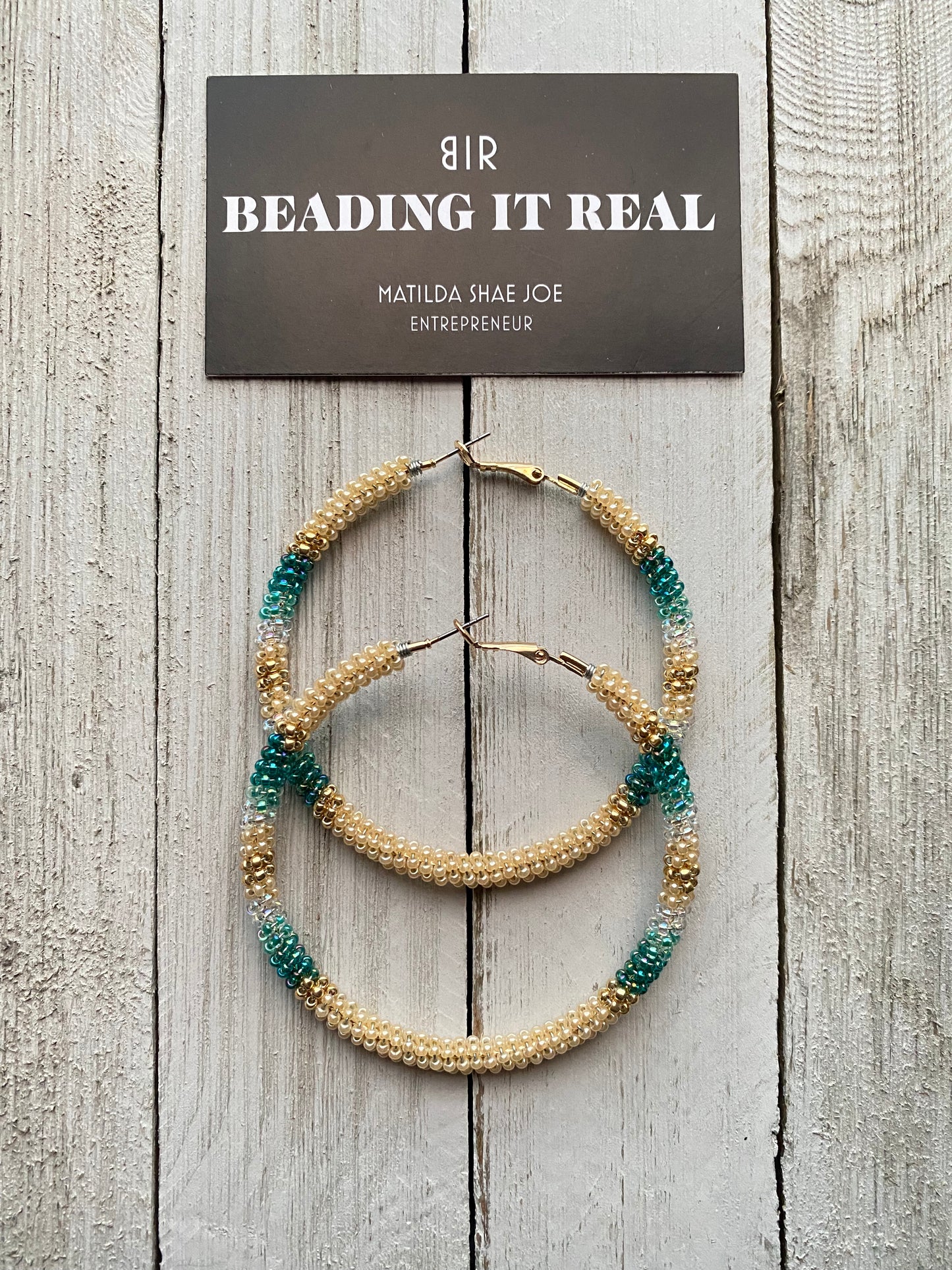 Classy Teal Ombré Hoops by Beading It Real