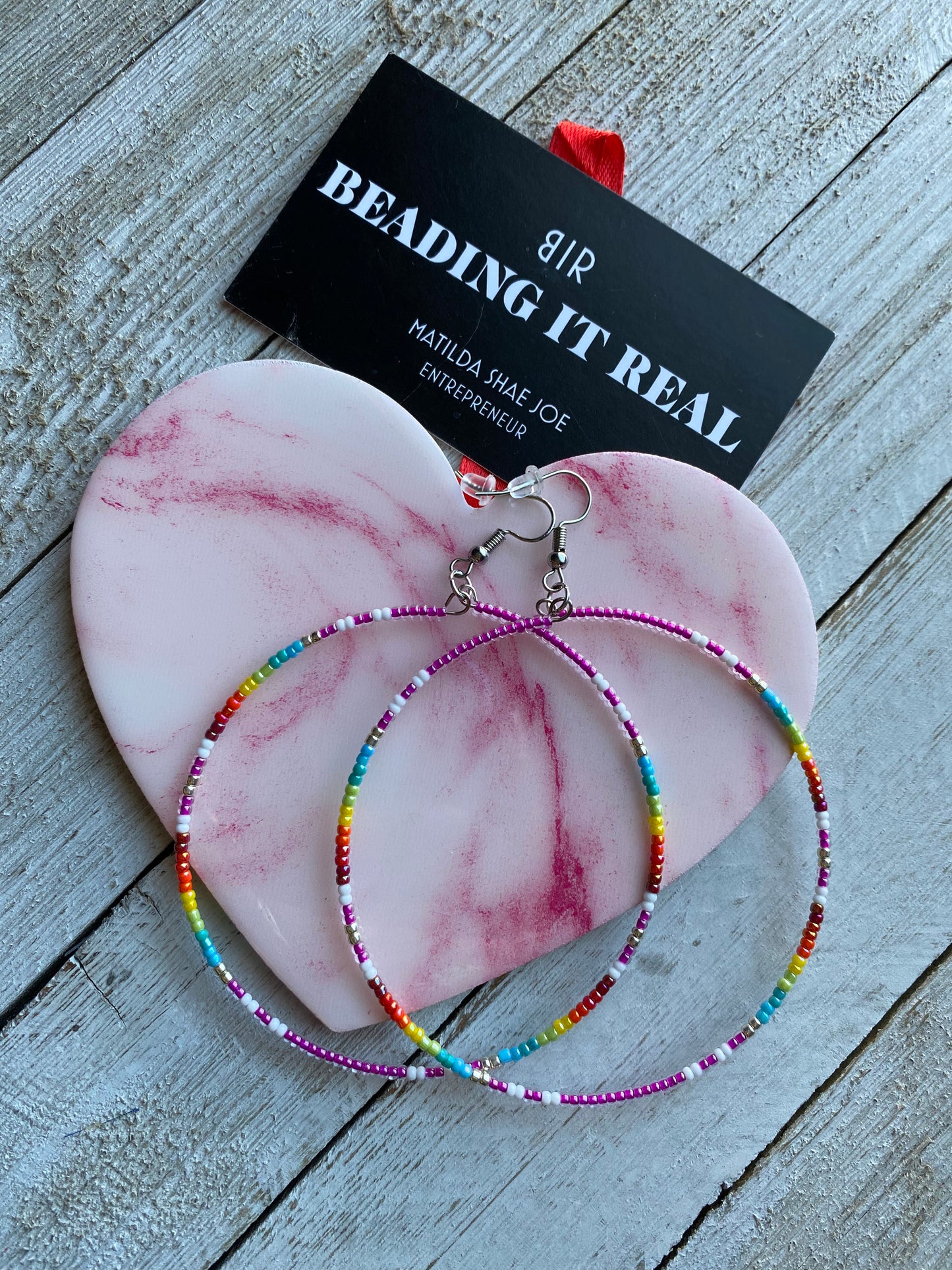 Pink Neon Single Hoops by Beading It Real
