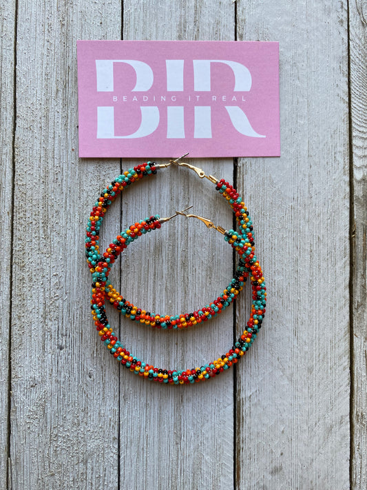 Fire Gem Corn Hoops by Beading It Real
