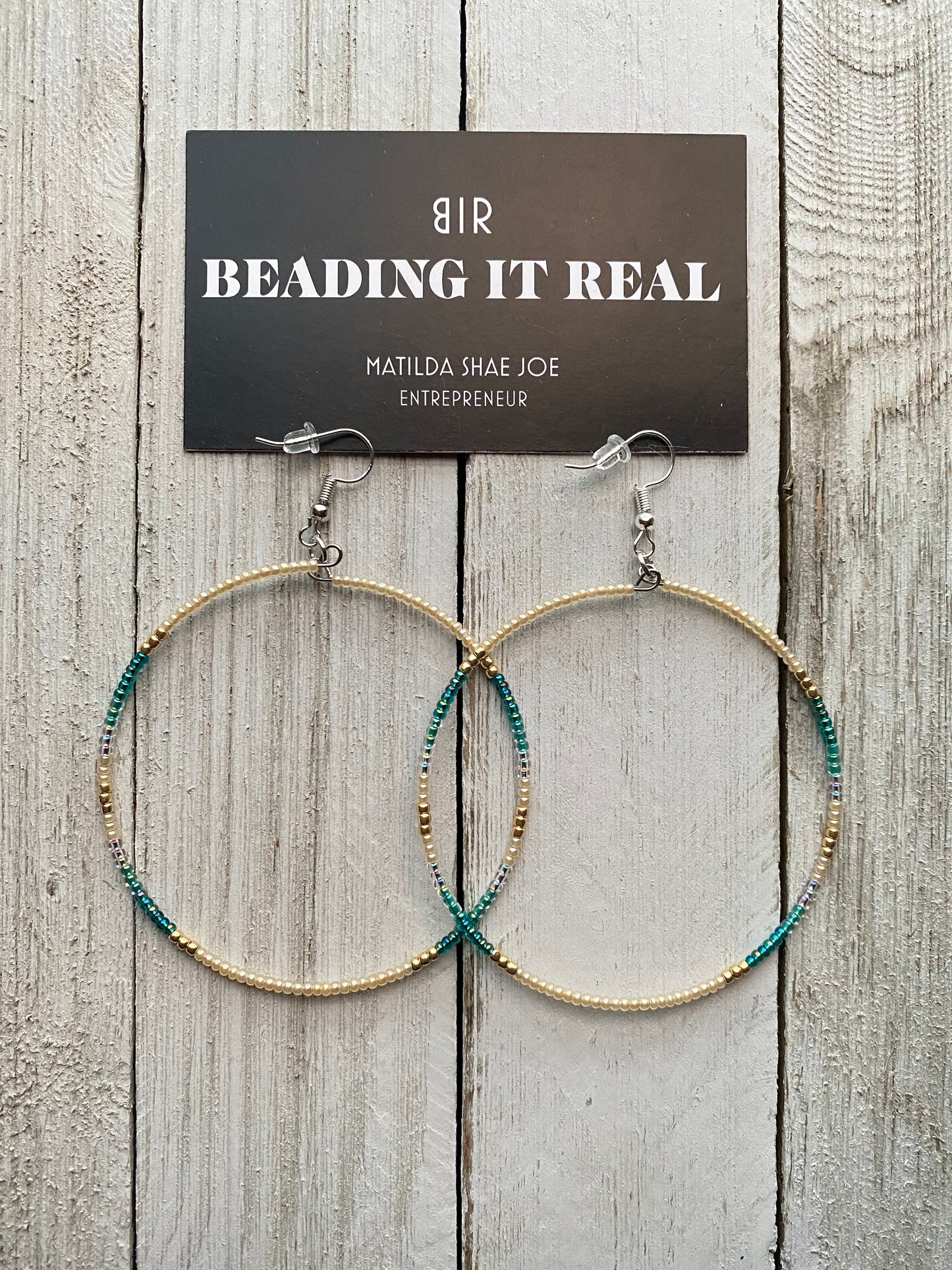Classy Teal Ombré Single Hoops by Beading It Real