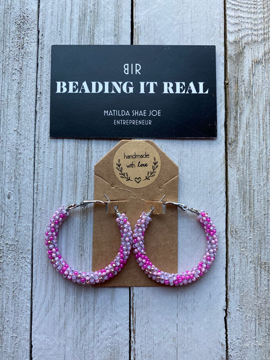 Pink Moo Cow Gem Corn Hoops by Beading It Real