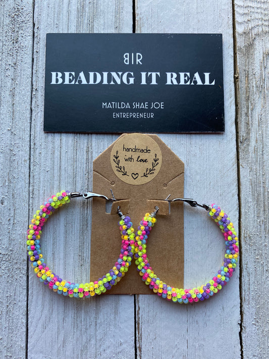 Neon Gem Corn Hoops by Beading It Real
