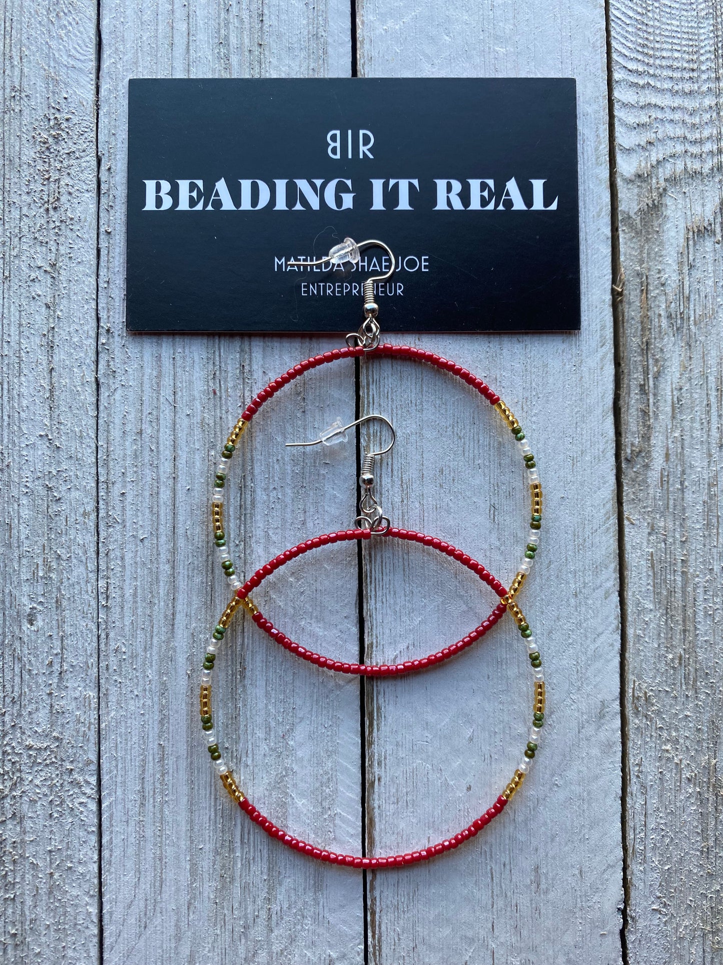 Red Velvmas Single Hoops by Beading It Real