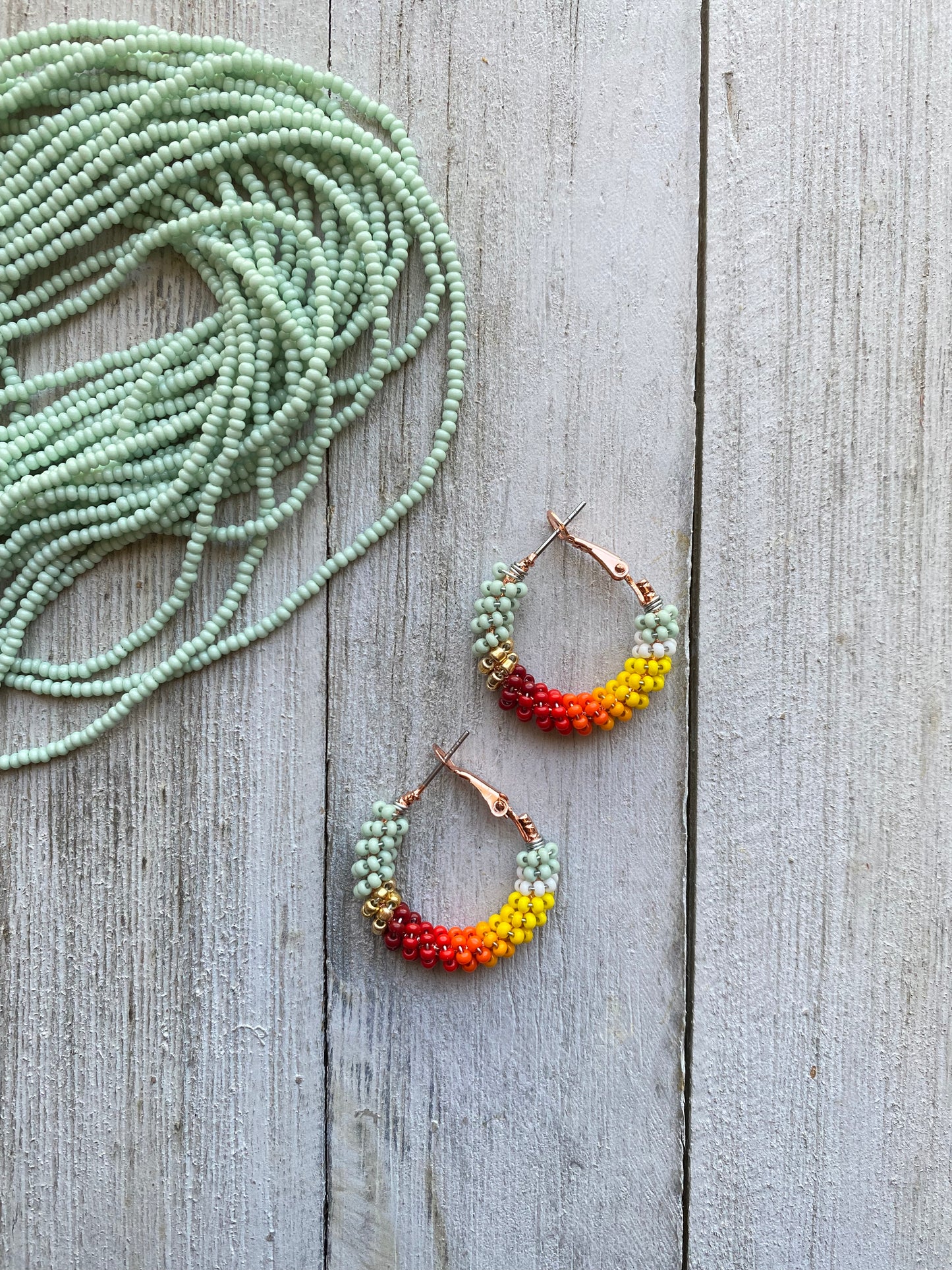 Mini Sage Green Hoops by Beading It Real