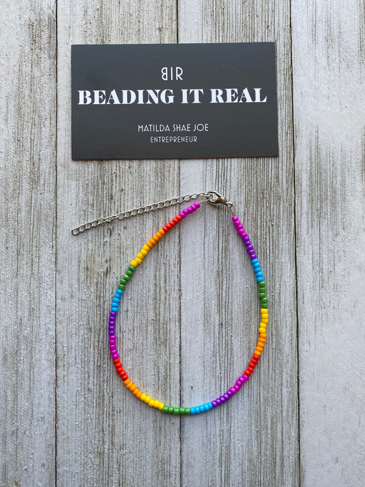 Rainbow Anklet by Beading It Real