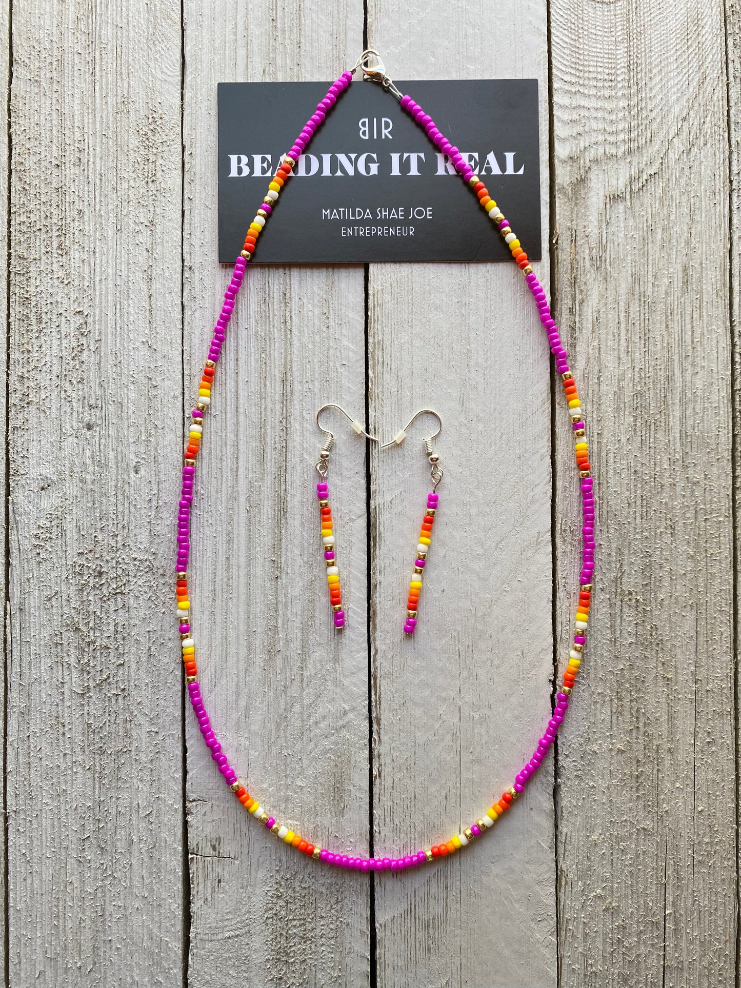 Hot Pink Necklace set by Beading It Real