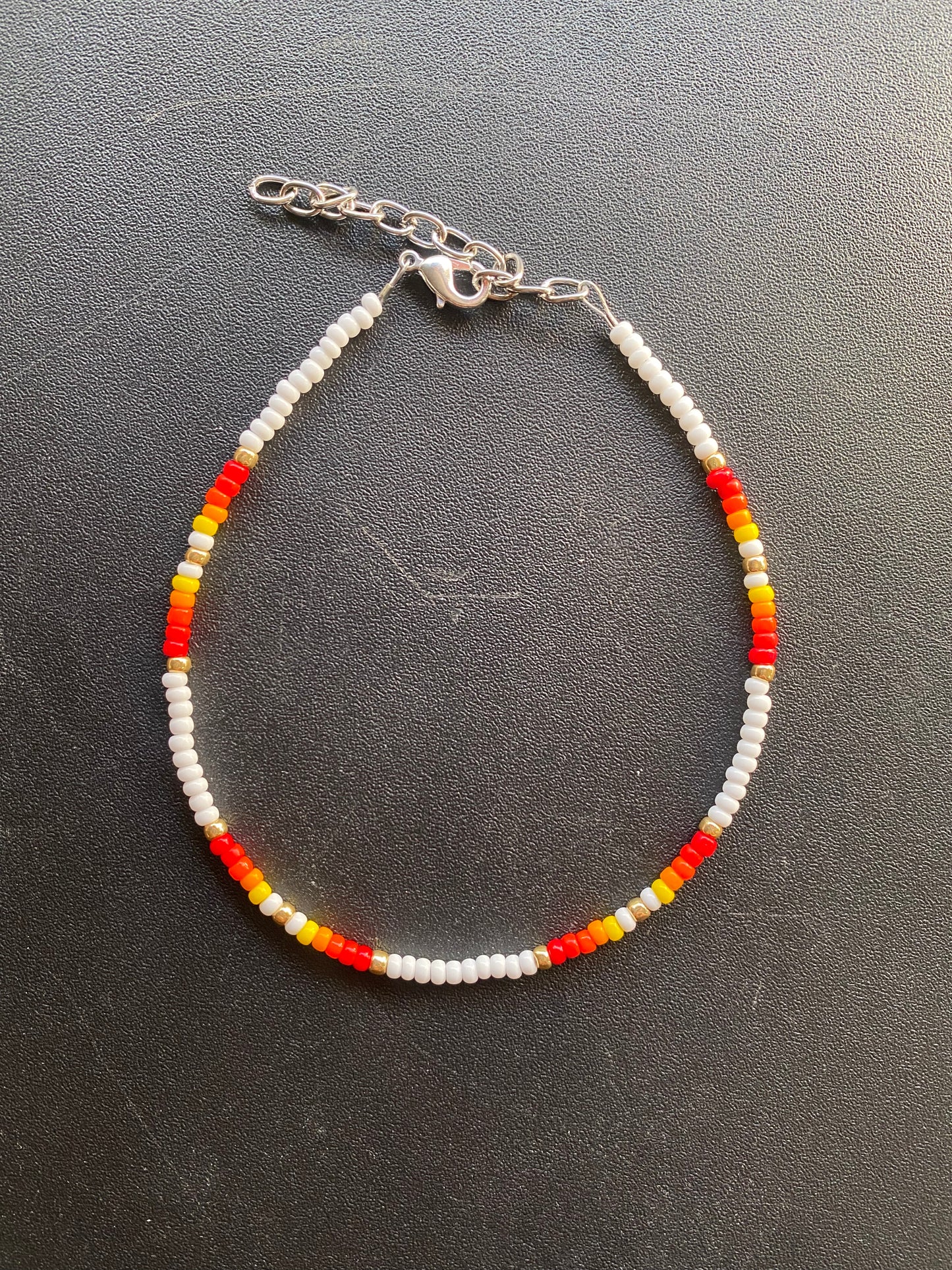 White Beaded Anklet by Beading It Real