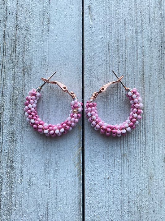 Pink Moo Cowprint Mini Hoops by Beading It Real