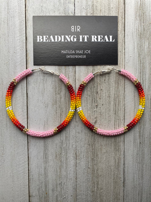 Limited Edition Valentine Pink Pearl Hoops by Beading It Real