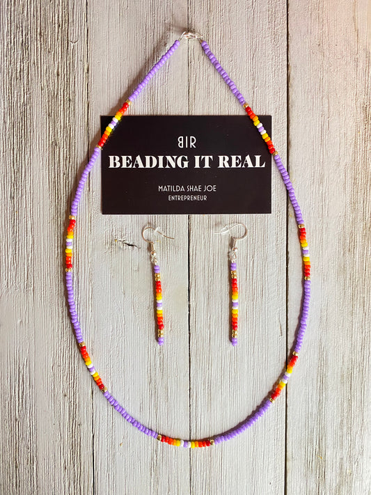 Lilac Necklace Set by Beading It Real