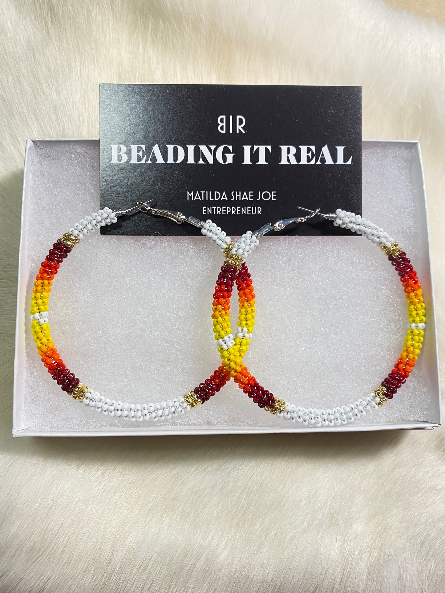 Iconic White Beaded Hoops by Beading It Real