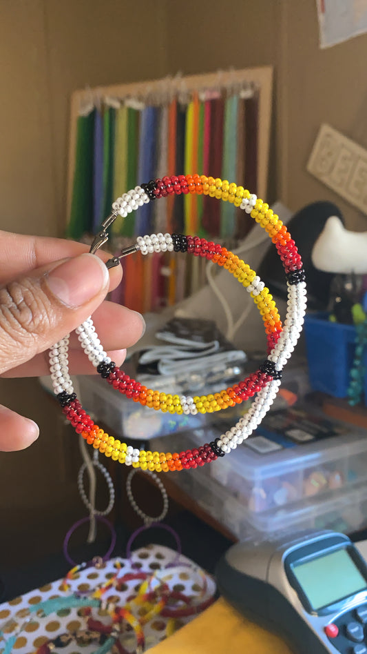 White Iconic Fire Hoops by Beading It Real